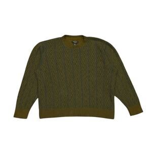 ★ Vintage Olive Green Zigzag Knit Patterned “Grandpa” Sweater ★